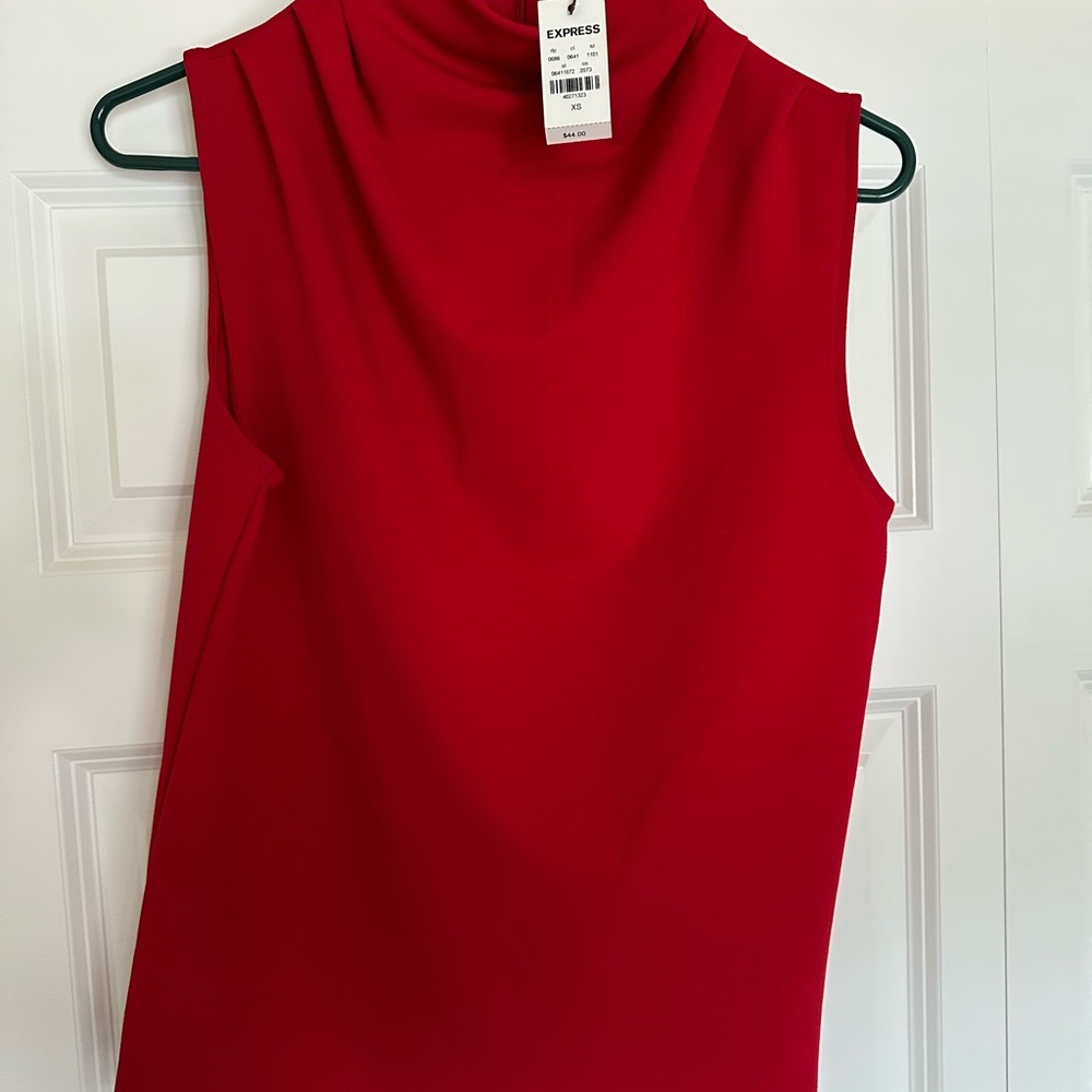 Express Bold Red Sleeveless Blouse